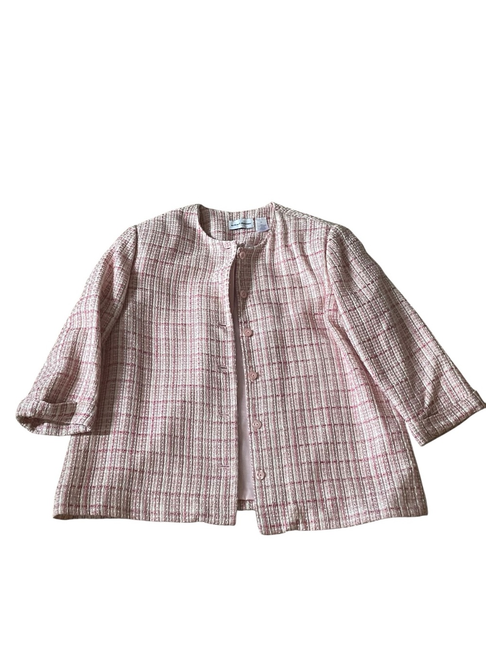 Alfred Dunner Pink & White Tweed Blazer Jacket - Size 18